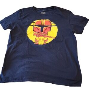 Star Wars Mandalorian Funko Pop Tees Graphic T Shirt Men's Large Navy Blue